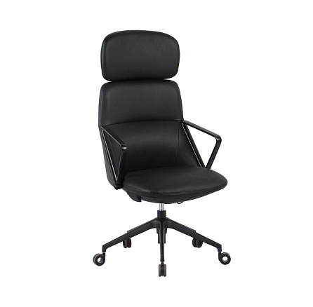 GLAM/A Кресло нат. кожа, крестовина металл черный обивка черный