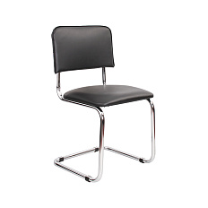 СИЛЬВИЯ Стул иск. кожа, полозья хром обивка черный V-4, каркас хром