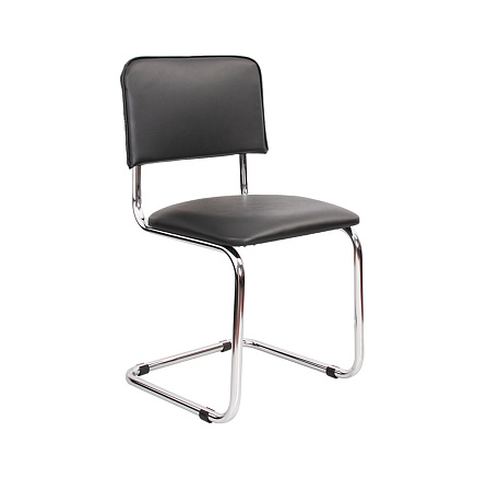 СИЛЬВИЯ Стул иск. кожа, полозья хром обивка черный V-4, каркас хром