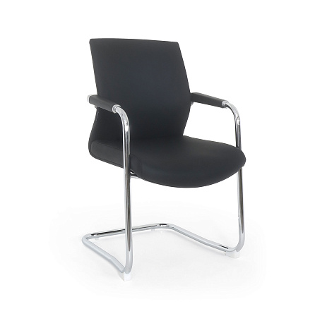 LF0-PY29-2 Кресло экокожа, полозья хром обивка черный TN-01