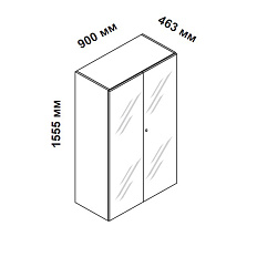 156917 Шкаф для кабинета средний с двумя стеклянными дверцами и замком Enosi Белый LS (68)