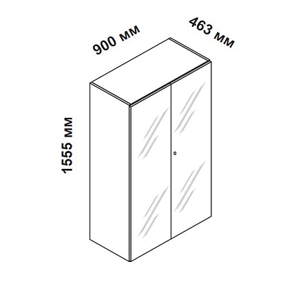 156917 Шкаф для кабинета средний с двумя стеклянными дверцами и замком Enosi Белый LS (68)