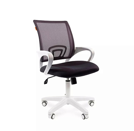 696 White Кресло сетка/ткань, крестовина пластик обивка серый TW-04/TW-12, каркас белый, 07017608