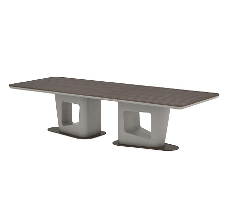 Cus3212 Стол для переговоров 3200*1200*760 Аватар эвкалипт/кожа серая