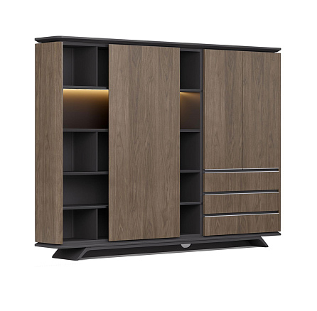 EK97.280043Шкаф для документов с раздвижным фасадом 2800*430*2050 АТЛАС шпон W-30B + E-11