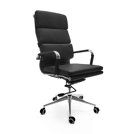 RT-08A Кресло экокожа, крестовина хром knee-tilt обивка черный 40