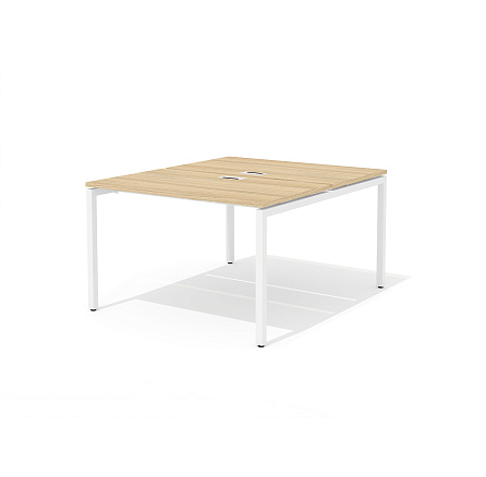 RM-4.1 (x2) + F-44M Сдвоенный стол прямой с люком на металлокаркасе Rio Project швейцарский вяз / белый