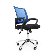 RT-696 Кресло сетка, крестовина хром, ТопГан обивка синий