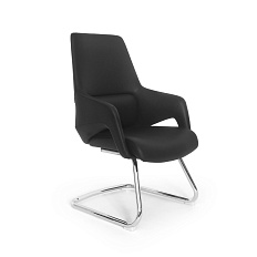 LF0-PY07-2 Кресло экокожа, полозья хром обивка черный 38