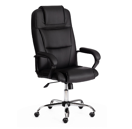 BERGAMO (22) Кресло иск. кожа, крестовина хром обивка черный 36-6, каркас хром, код 19370