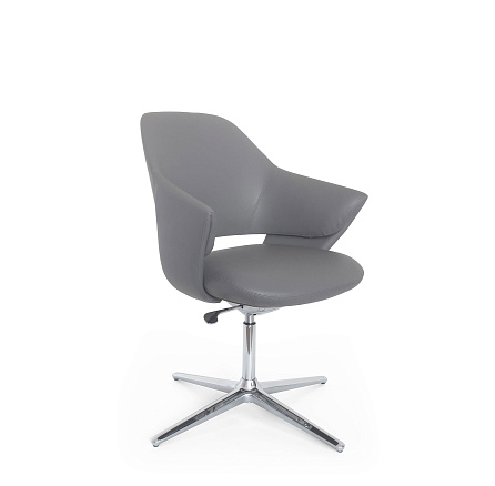 KH-Star-X (pu) Кресло конференц экокожа, крест.алюминий, мех. мультиблок обивка темно-серый 2630