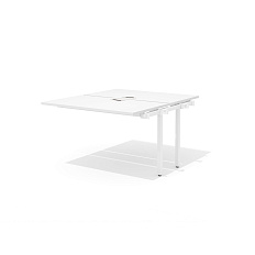 RM-4.1 (x2) + F-60M Промежуточный сдвоенный стол прямой с люком на металлокаркасе Rio Project белый