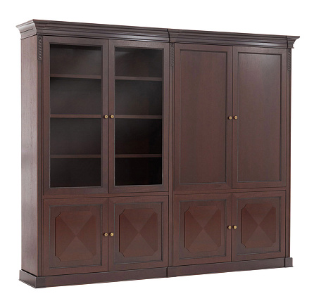 106 510.511/601.602 Шкаф комбинированный со стеклом 279x50x234 DOGE орех танганьика