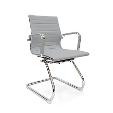 RT-04S Кресло экокожа, полозья хром обивка светло-серый 47