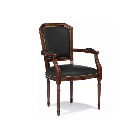 D40 Венеция Кресло кожа черная Madras Nero дерево  темный орех