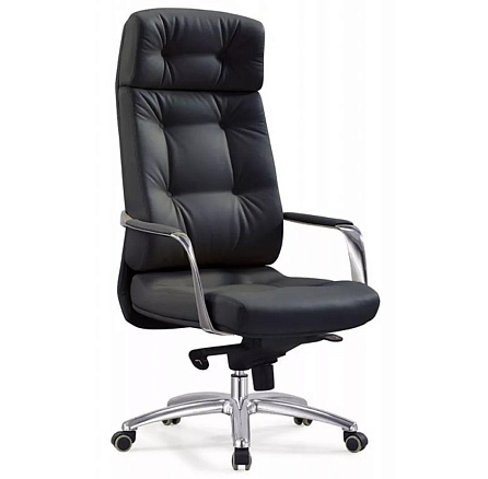 DAO Кресло кожа+к/з, крестовина обивка черный black, каркас алюминий ID 375503