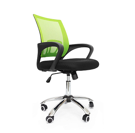 RT-696 Кресло сетка, крестовина хром, ТопГан обивка зеленый