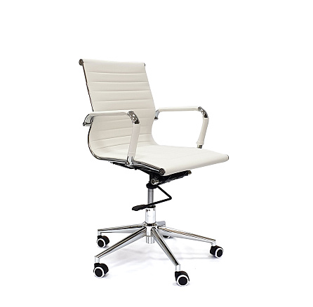 RT-04Q Кресло экокожа, крестовина хром knee-tilt обивка белый 86