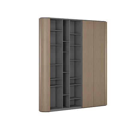 FT2525R Шкаф гардероб + стеллаж+декор элементы 2560*400*2500 FOSTER серебряная жемчужина