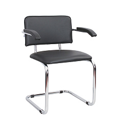СИЛЬВИЯ ARM Стул иск. кожа, полозья хром V-4 черный