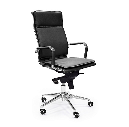 RT-06Q Кресло экокожа, крестовина хром мультиблок обивка черный 40