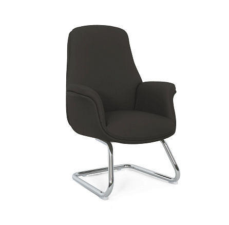 MB-618BS Кресло кожа/экокожа, полозья хром, обивка черный К08/PU019