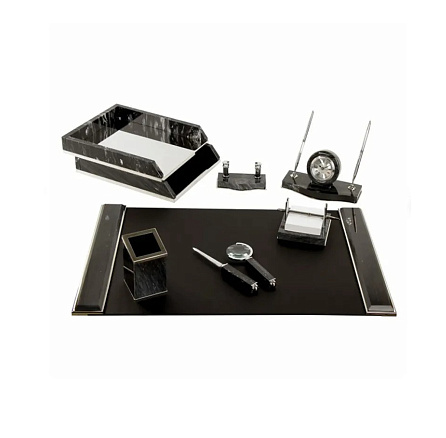 Galant Настольный набор 8 предметов, черный мрамор / серебристый