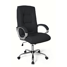 GY-7085-3 Кресло экокожа+кожзам, крестовина хром, механизм Топ Ган обивка черный