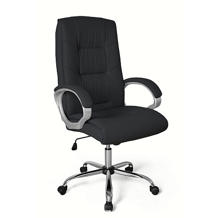 GY-7085-3 Кресло экокожа+кожзам, крестовина хром, механизм Топ Ган обивка черный