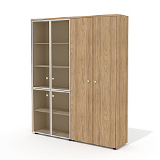 Шкаф для документов и одежды со стеклом (комплектация 43) 163,6х37х200,8 Рио Директ / Rio Direct вяз