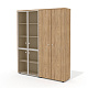 Шкаф для документов и одежды со стеклом (комплектация 43) 163,6х37х200,8 Рио Директ / Rio Direct вяз