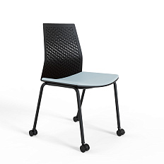 HY-811A (LAMI A) Стул без подлокотников, чёрный пластик, с роликами голубой 360-05