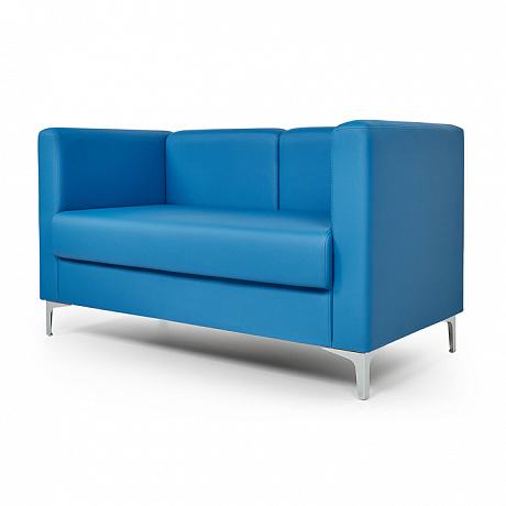 Мягкая офисная мебель: Синий двухместный диван M6-2S.