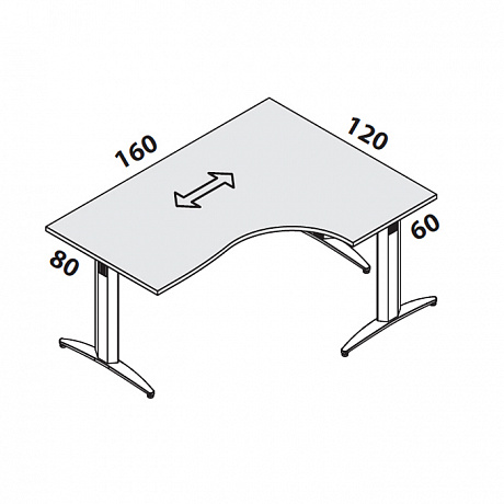 Офисная мебель для персонала: 148 096 Стол криволинейный на Т-образном металлокаркасе (левый).