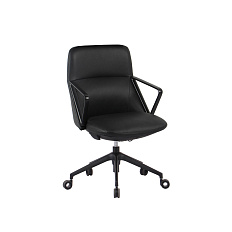 GLAM/B Кресло нат. кожа, крестовина металл черный обивка черный