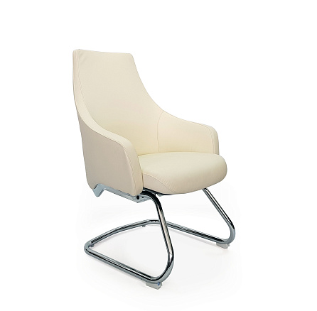 AR-C106-V Кресло кожа+экокожа, полозья хром обивка бежевый PW8621/K61-6
